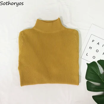 

Pullovers Women 2020 Knitting Solid Long Sleeve Slim Womens Soft Simple All-match Ladies Trendy Pullover Elegant Leisure Chic