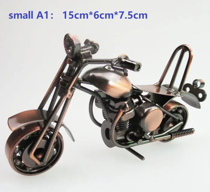 Модель мотоцикла Ретро мотор бронзовая ручная работа мотор металлическое украшение опора винтажный домашний декор Детская Игрушка Фигурка Железный подарок для мальчика - Цвет: small A1