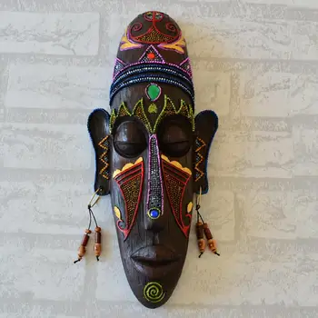 

African Mask Wall Hangings Medium Creative Personalized Wall Mural Home Bar Entrance Decorative Accessories Pendant Resin