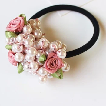 

Hair Accessories Elastic Hair Rings Ties Flowers Pearl Beads Hair Ponytail Holders Bracelet Rubber Ropes Women Girls Scrunchie