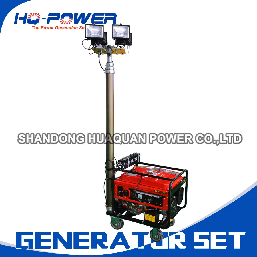 portable mobile light tower diesel generator 5kw for salein Gasoline