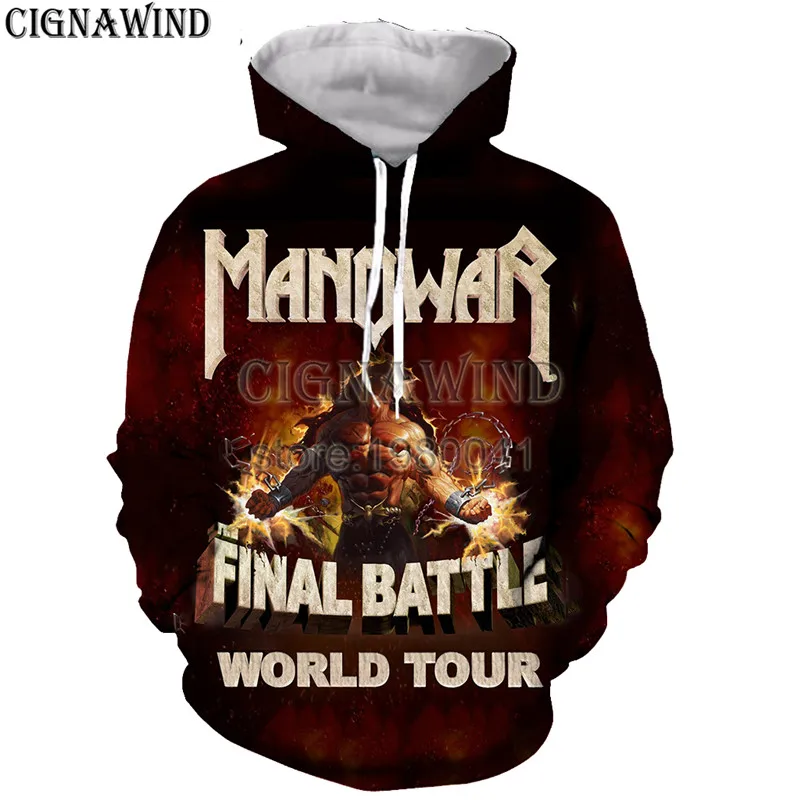 Новые толстовки Harajuku Manowar final battle world tour, мужские и женские свитшоты с 3d принтом, пуловер с капюшоном, Повседневная Уличная одежда