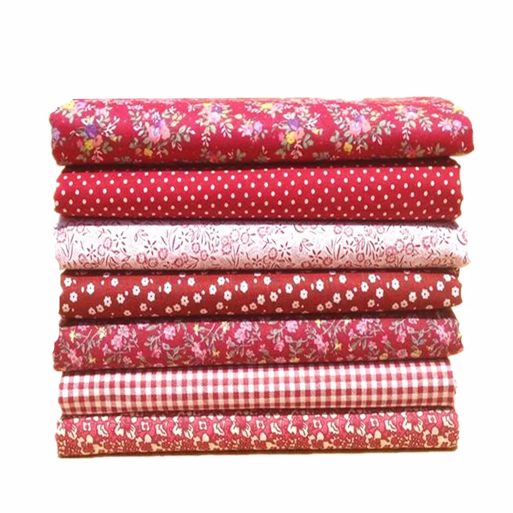 

7pcs/lot 50x50cm New arrive Red Floral Dot 100% Cotton Fabric Sewing Tilda Doll Cloth DIY Quilting Patchwork Tissue Textile