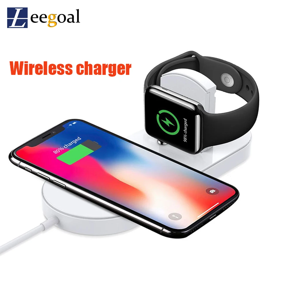 2 в 1 беспроводной зарядный коврик для Apple Watch iPhone X Xs Max XR Desktop Быстрая зарядка