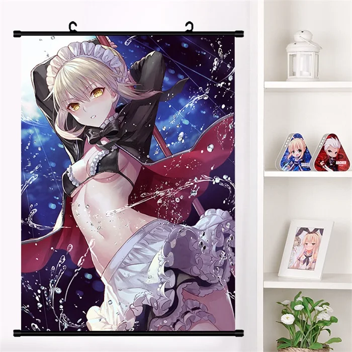 Аниме игра Fate/stay night Arturia Pendragon Saber Alter настенный свиток Фреска плакат Настенные подвесные плакаты коллекция домашнего декора - Цвет: F