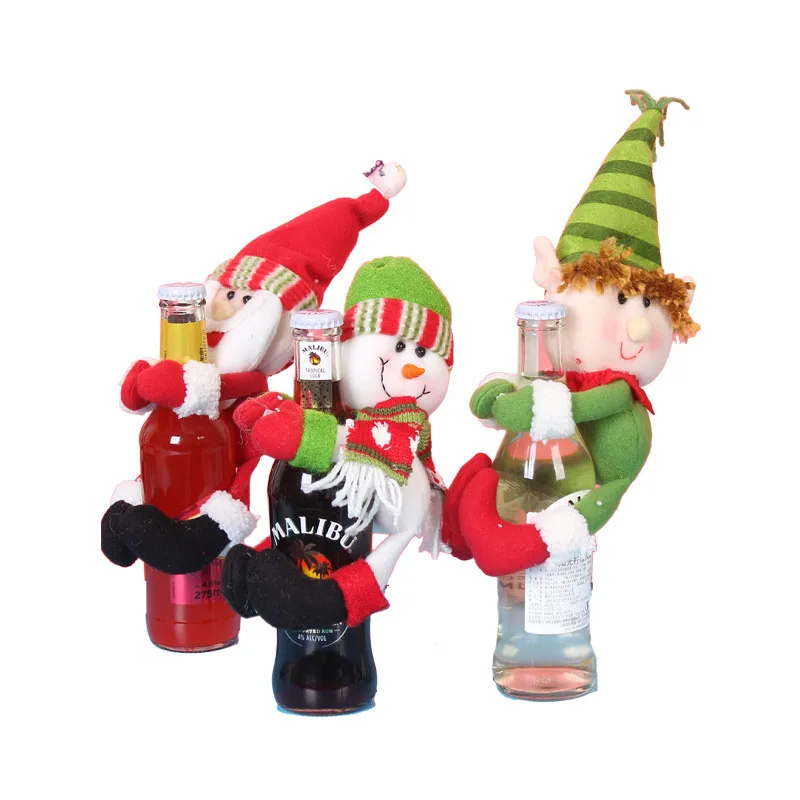 

1 Pc Christmas Bottle Set Cover Santa Snowman Elf Doll Wine Bottle Cap Decor Bar Restaurant Christmas Decorations For Home