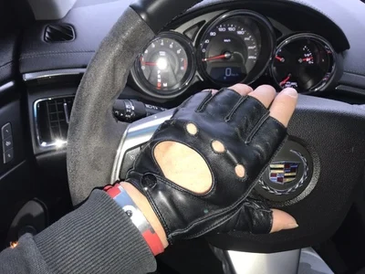 

Men's Motorcycle Sheepskin Leather Vintage Open Knuckle glove Car Driving Glove