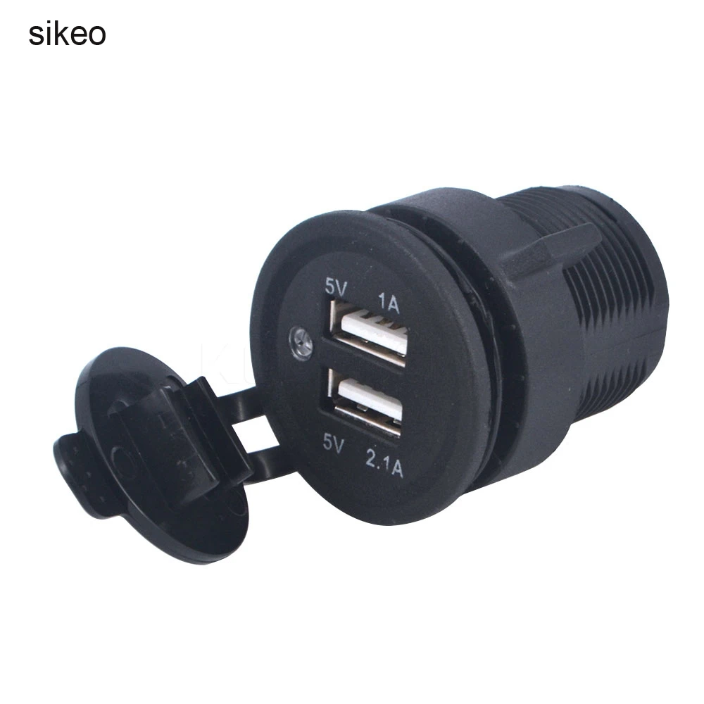 

sikeo Motorcycle Dual USB Car Power Charger Adapter Mobile Charger for Truck Cross Bike Scooters Cars Boat Motorcycle