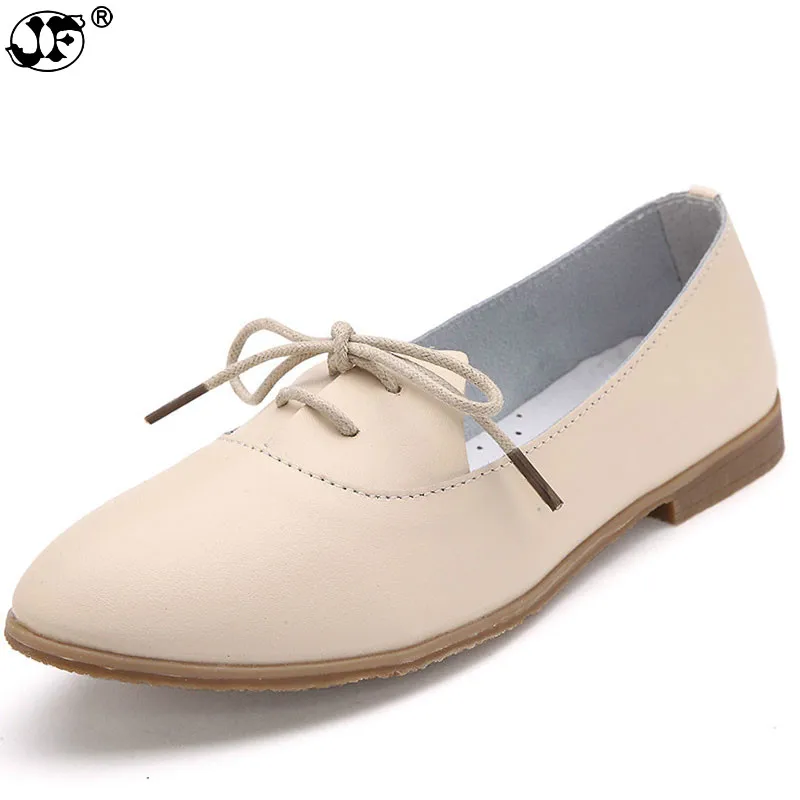 

2018 Genuine Leather Oxford Shoes For Women Pointed Toe Square heel Lace-Up Casual Shoes Spring Loafers Shoes 886