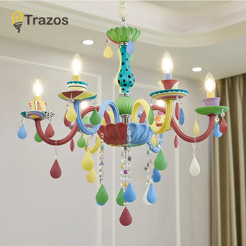 Подвесные светильники TRAZOS для гостиной, спальни, люстры, хрустальные украшения, подвески Тиффани и цветные домашние светильники