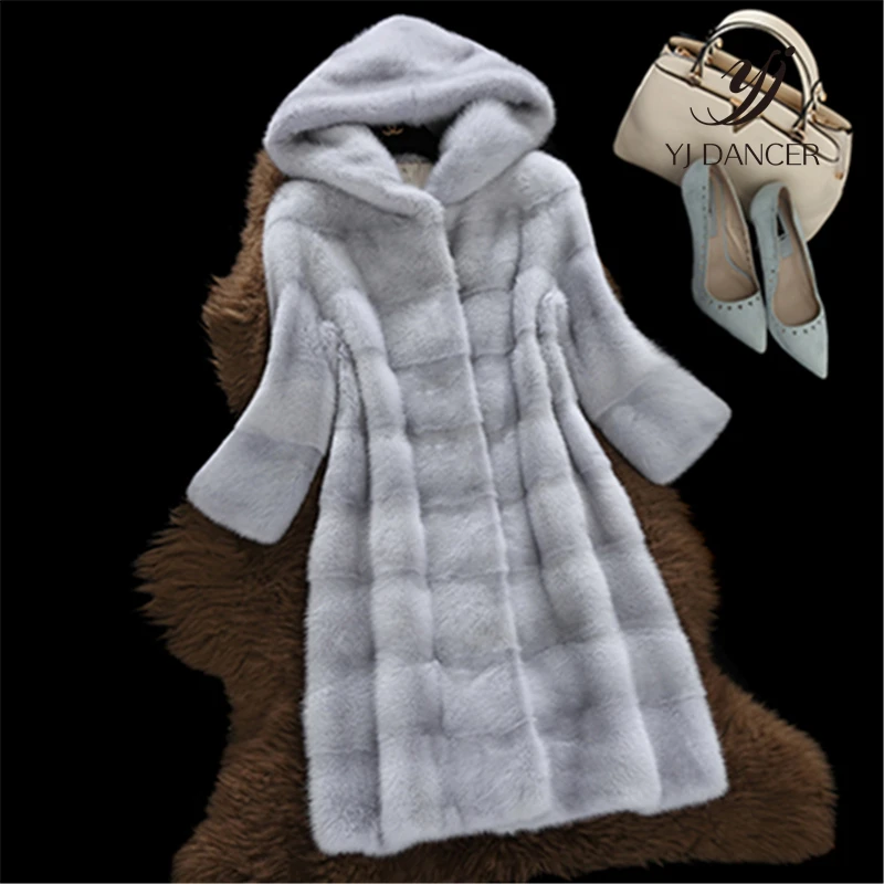 2018 Autumn Winter New Women High Imitation Mink Faux Fur Coats High Quality Coat Temperaments Long Sleeve Parkas Jacket HJB272