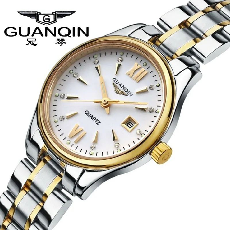 

100% Original GUANQIN Watches Women Fashion Casual Stainless Steel Watchband Waterproof Dress Quartz-Watch Relogio Feminino Gift
