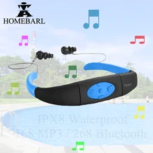 HOMEBARL 168 4GB 8GB IPX8 Professional Waterproof MP3 Player FM Radio Swimming Diving Underwater Sport Swim Device With Earphone