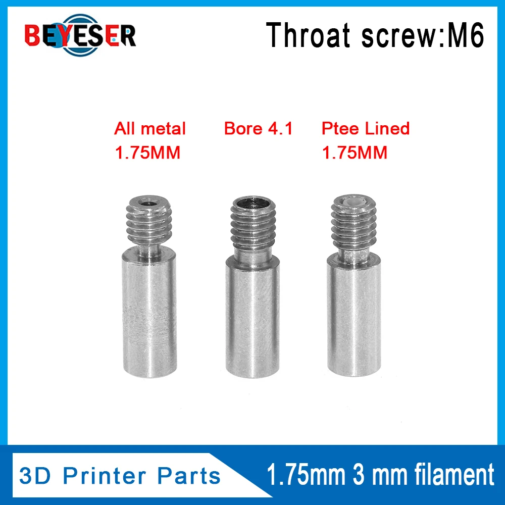

3D Printer E3D V6 Heat Break Hotend Throat For 1.75/4.1mm All-Metal / with PTFE, Stainless Steel Remote Feeding Tube Pipes