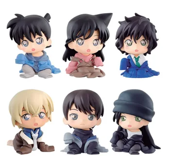 

6pcs/set Edogawa Anime figures Detective Conan cartoon action figrue figurines statue dolls Furuya Rei Haibara Ai dolls gift D19