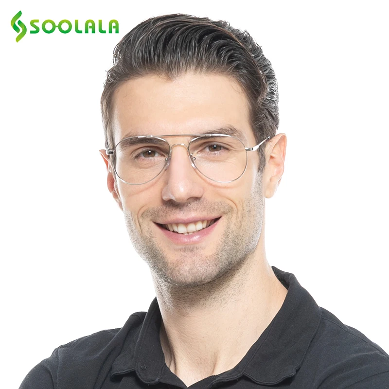 Skup SOOLALA Retro pamięć ramy metalowe okulary do czytania dla mężczyzn kobiety niestandardowe okulary dla osób z krótkowzrocznością czytnik + 1 + 1.5 + 2 + 2.5 + 3