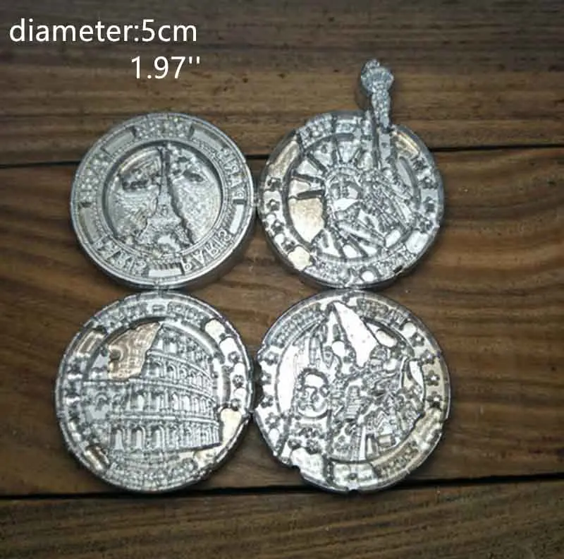 diameter 5cm 4pcs Machu Pichu башня Колизей Статуя Свободы ручной работы уникальный дизайн штемпели для резного орнамента штамп с резец для кожи - Цвет: diameter 5cm 4pcs