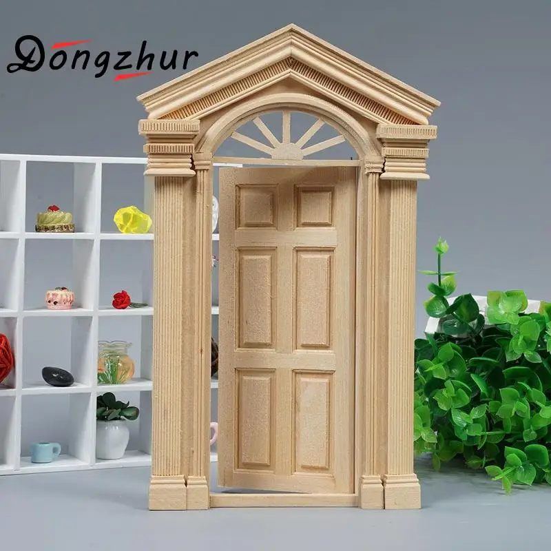 Dongzhur деревянная 1:12 дверь кукольного домика Miniaturas Casa De Munecas аксессуары для 1:12 деревянная дверь кукольный домик миниатюрная 1:12 игрушечная дверь