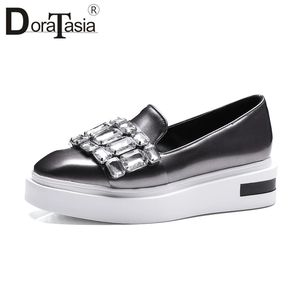 

DORATASIA Big Size 34-43 Brand Design Solid Crystal Loafers Women Shallow Slip On Shoes Woman Casual Fashion Spring Autumn Flats