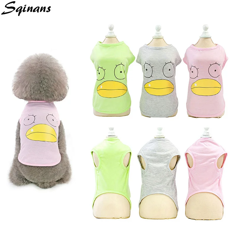 

Sqinans Small Dog Vest Cute Duck Print Pet Dogs T-shirt Spring and Summer Dog Clothing Cotton Puppy and Cats Costume S-XXL