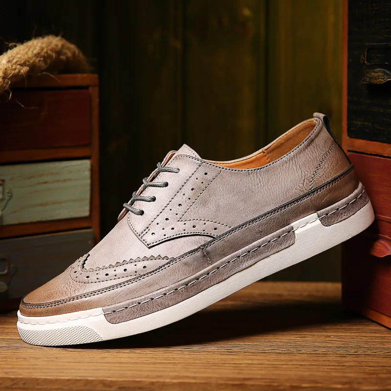 3 Cuir Sneakers Casual De Respirant Chaussures Dentelle up 2 Rétro En Marque 2018 Solide Mode 1 Véritable Hommes Mocassins Appartements HxC5n66wq