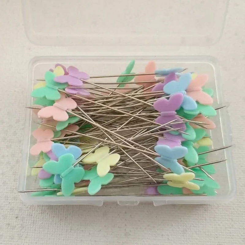 

100Pcs /Pack Sewing Accessories Butterfly Pin Patchwork Pins Sewing Pin With Box DIY Sewing Needle Pins Quilting Tool