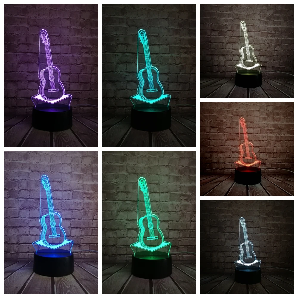 Новое поступление, музыкальный крутой гитарный бас 3D светодиодный светильник, ночник для музыкантов, украшение для домашнего стола, подарок на день рождения, Рождество - Испускаемый цвет: 2