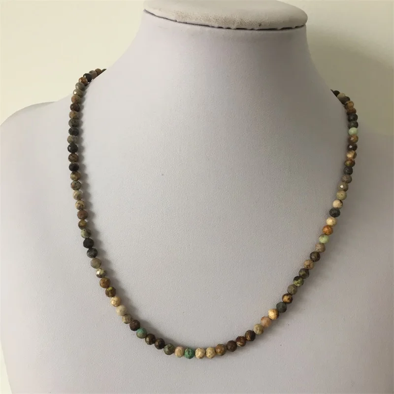 

3/4/5MM Faceted Natural Stone Necklace Turquoise Amethyst Tourmaline Sunstone Genuine Gemstone Healing Power Jewelry for Woman