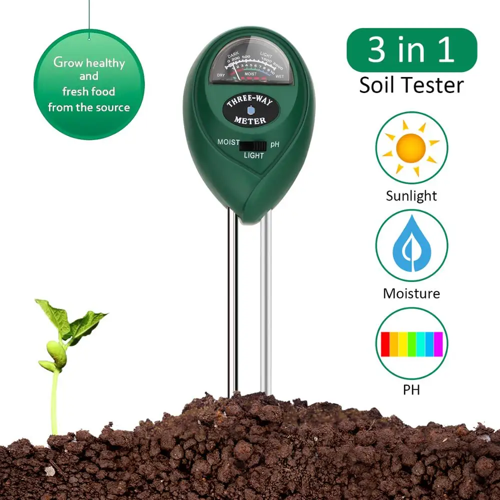 

Soil PH Tester 3-in-1 Moisture Sensor Meter Sunlight PH Soil Test Kits Soil PH Tester for Garden romote Plants Healthy Growth