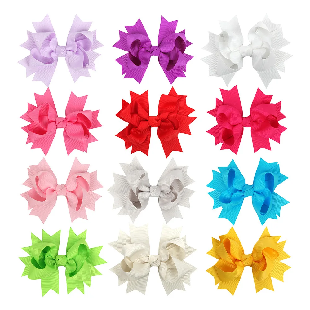 

4.5 inch Large Twisted Boutique Bow With Hair Clip For Girls Kids Handmade Solid Grosgrain Ribbon Knot Hair Bow Hair Accessories