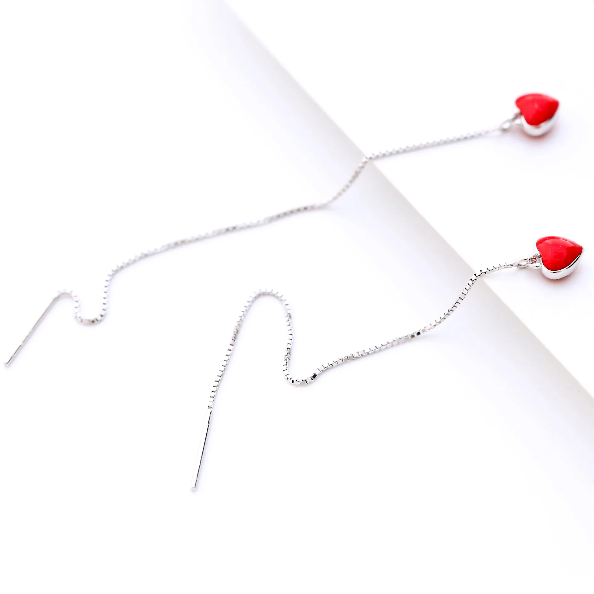 red love heart earrings 100% 925 Sterling silver Jewelry fashion Hypoallergenic dangle earrings for women gift charms