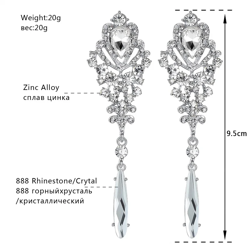 Mecresh Кристалл Длинные серьги для женщин сердечко серебряного цвета невесты Brinco вечерние свадебные украшения Рождественский подарок EH293