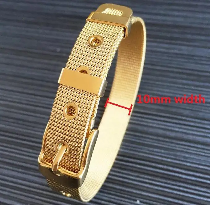 

Fashion Gold Color jewelry Women/Men's Stainless Steel Bracelet Bangle Cuff Belt Mesh Classic Free Shipping