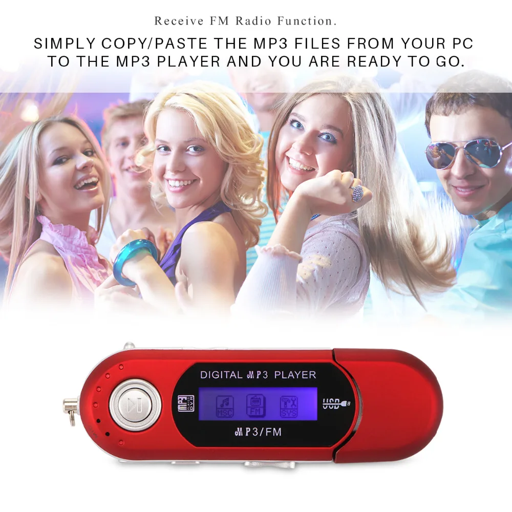 Powstro USB цифровой MP3-плеер светодиодный экран FM радио Поддержка TF карты максимальная емкость 32 Гб со встроенным 3,5 мм аудиовыход