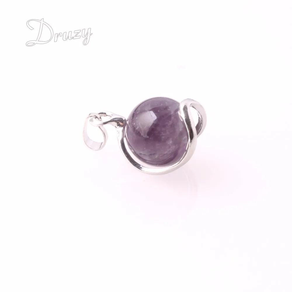 

Druzy Amethysts Rainbow Ball U-Shaped Loop Transfer Dynamic Balancing Crystal Natural Stone Pendant&Necklace Lucky Love Jewelry