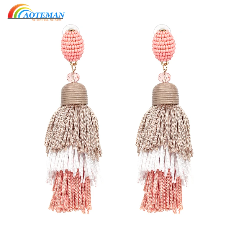 

Long Tassel Earrings For Women Vintage Exaggerated Boho Drop Earrings Statement Jewelry Fringed oorbellen
