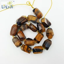Lii Ji тигровый глаз неправильной граненой формы большой камень свободные бусины около 13x20-16x23мм для DIY изготовления ювелирных изделий около 39 см