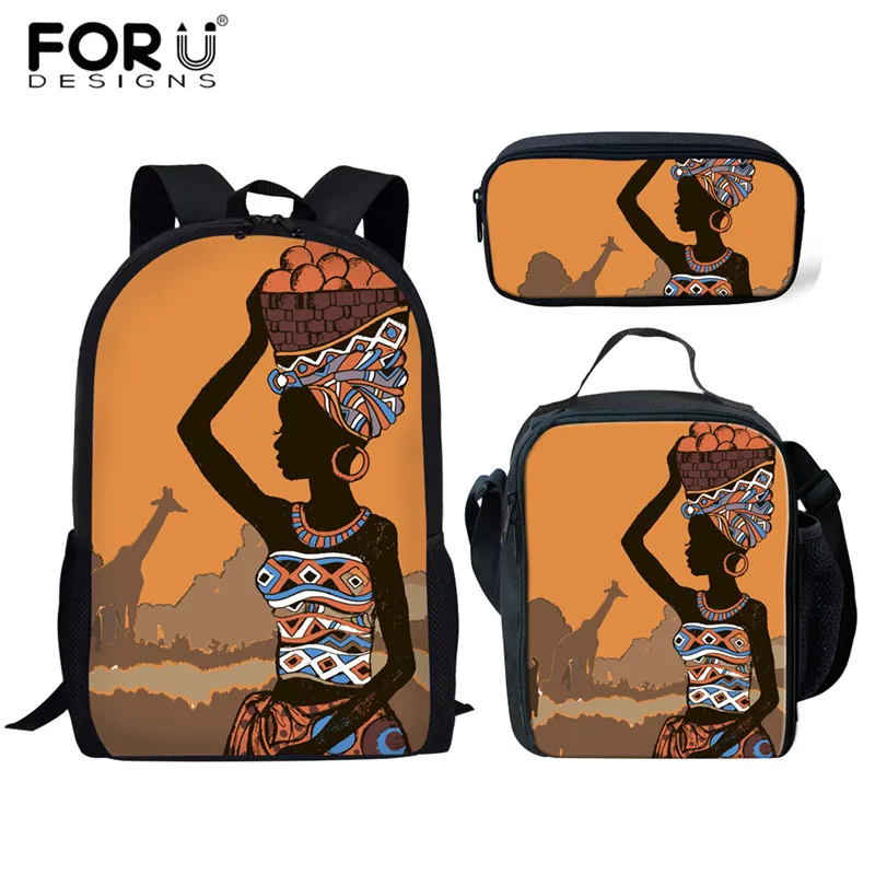 

FORUDESIGNS African Tribal Dance Printing Backpacks Girls School Bags High School Bags Kids Girl Backpack Scool Bag Set For Girl