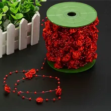 30m Rose Ribbon Pearls Beads Chain Garland Home Party Table font b Accessories b font font