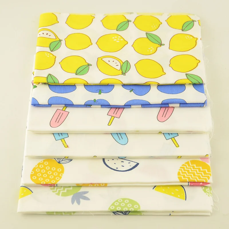 Booksew, хлопок, саржевая ткань, домашняя ткань, стеганая простыня, сделай сам, Лоскутная кукла, 6 шт./лот, 40 см x 50 см, с рисунком фруктов, Текстиль