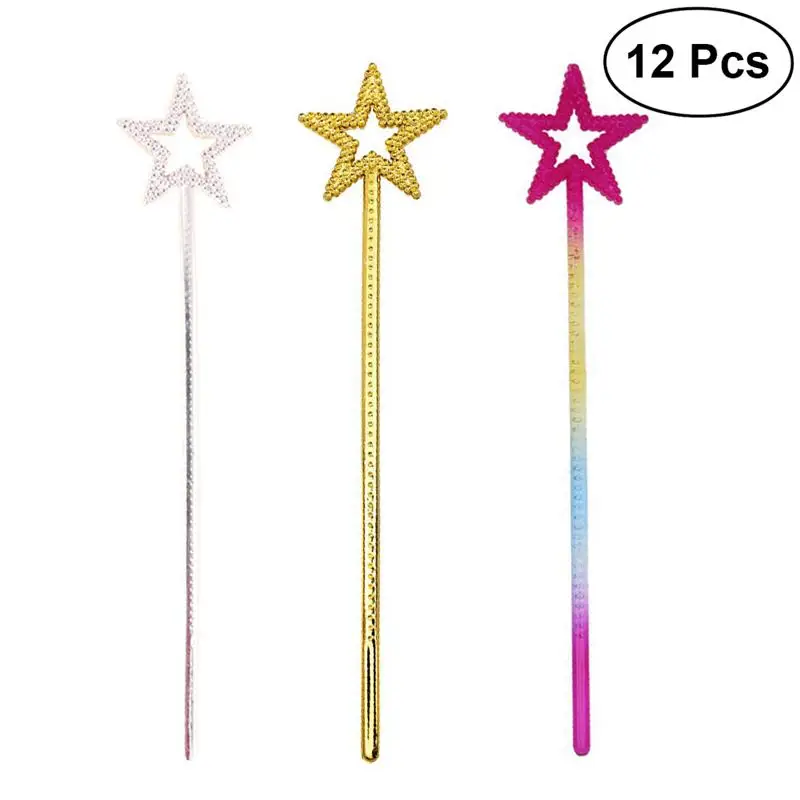 

12pcs Mini Fairy Star Princess Wands Star Shape Wands With Beads For Kids Birthday Halloween Cosplay Party Decoration Supplies