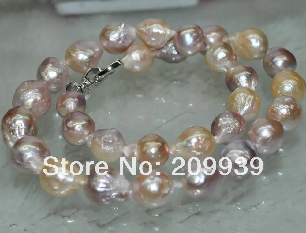 

FREE SHIPPING>>>@@ AS3422 Natural multicolor drip Kasumi cultured pearl necklace 5.2