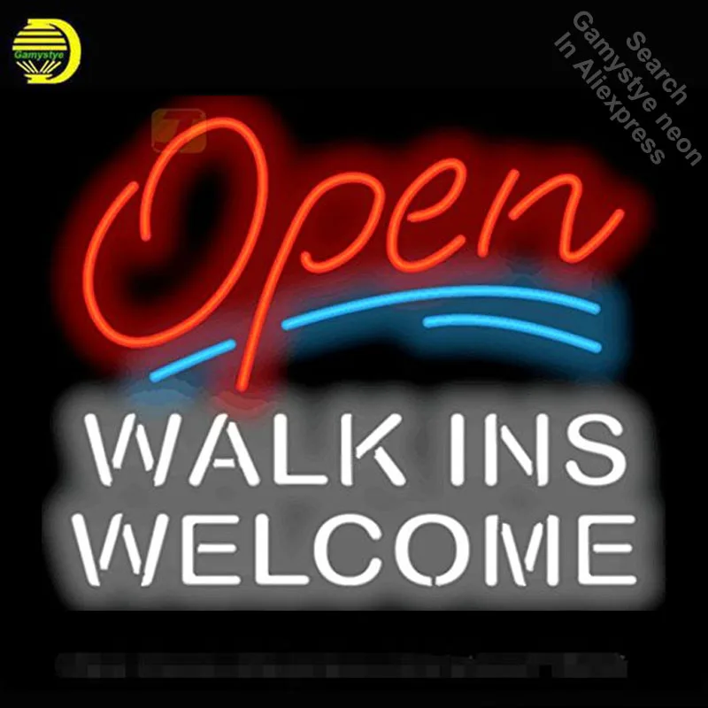 

NEON SIGN For Open with Walk Ins Welcome display Custom Design Restaurant Shop Light Signs neon signs for sale light up signs