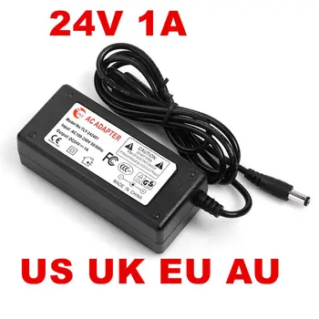 

100PCS AC100-240V to DC 24V 1A 24W Power Adapter 24v1a Ac Adapter 24V US EU UK AU plug AC line 1.2M + DC line 1.2M