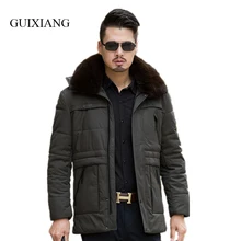 New arrival style men boutique parkas fashion solid thick removable large hair collar men loose clothes jacket large size L-7XL