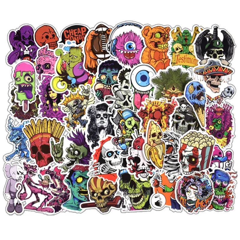 50 Pcsset Scary Classic Fashion Style Graffiti Stickers For Moto Car Suitcase Cool Laptop Skateboard Sticker huismerk kopen in de aanbieding