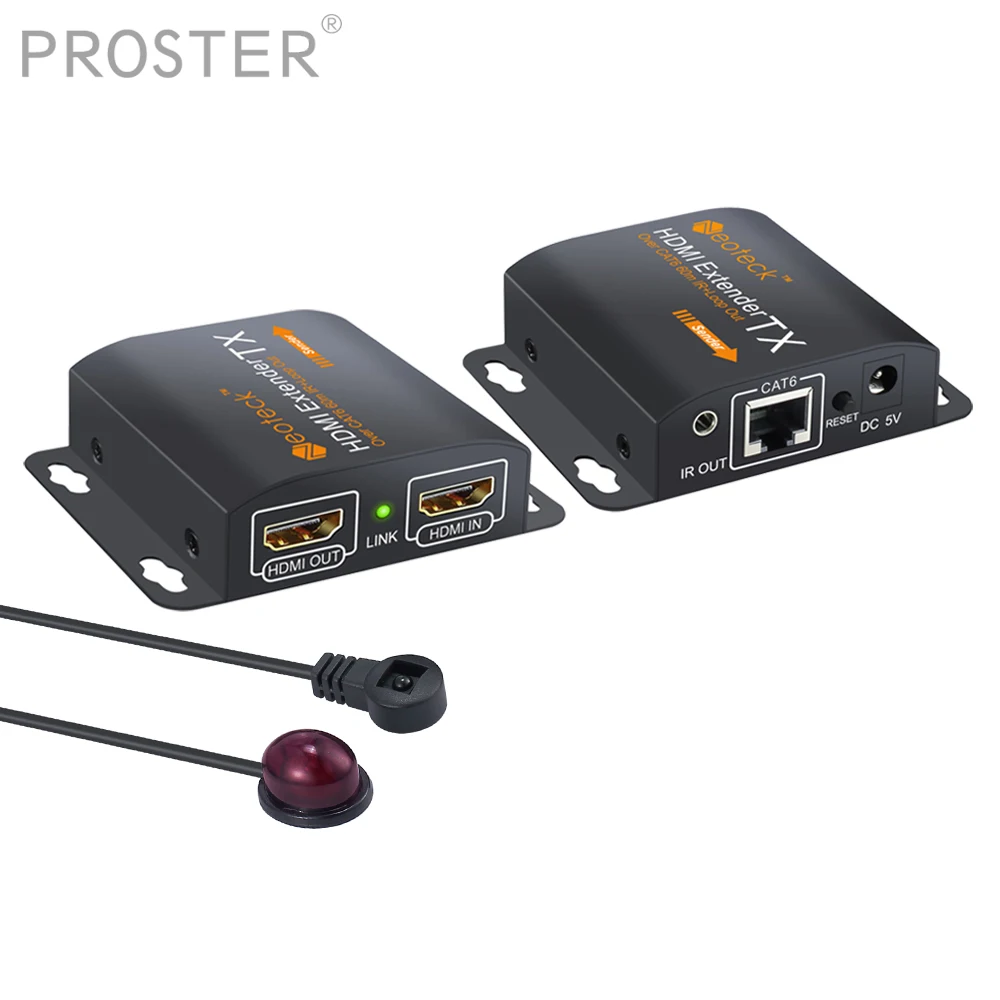 Разветвитель PROZOR HDMI расширитель 60 м передатчик RJ45 TX/RX с ИК конвертером для CAT6