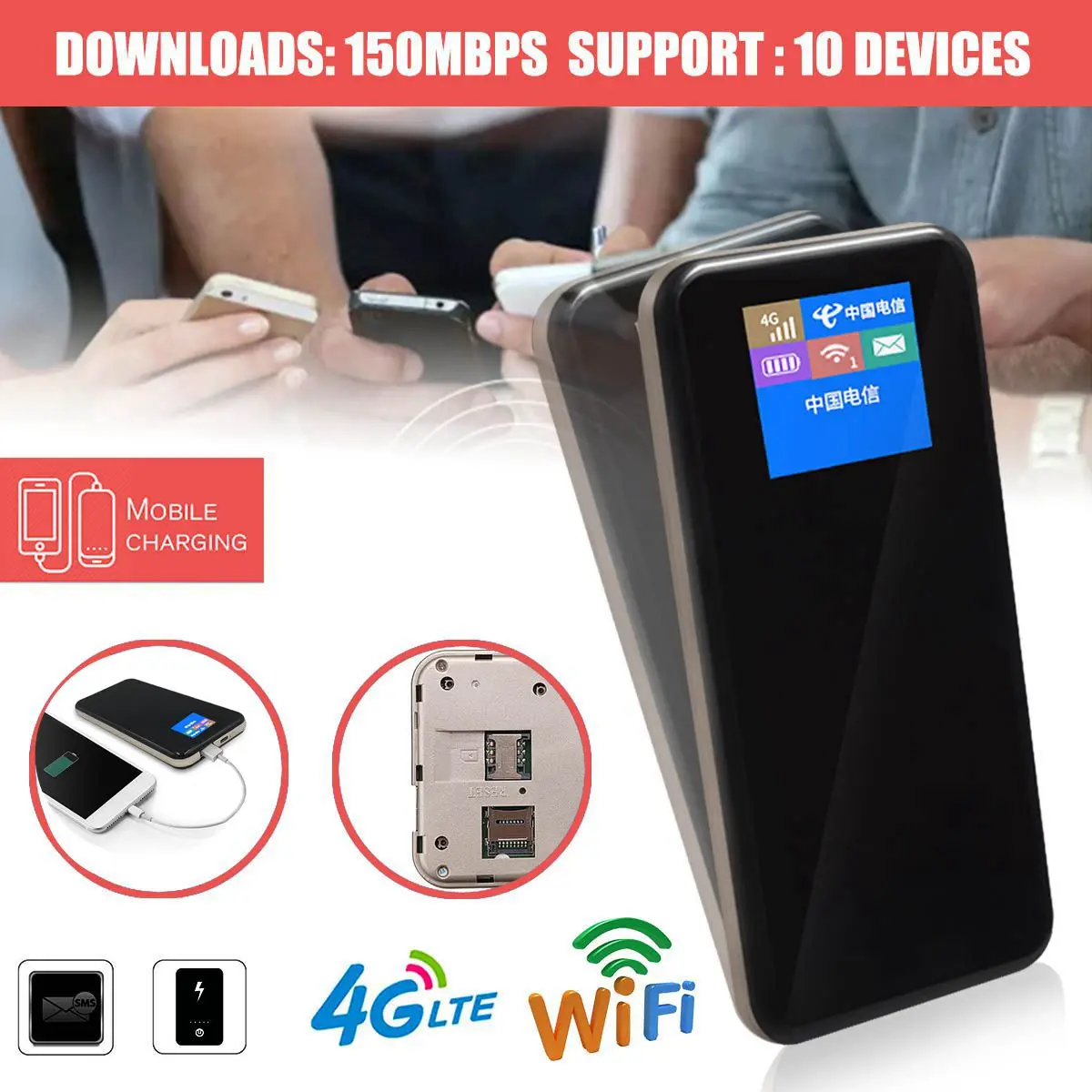 

150Mbps 4G Wifi Portable Wireless Router Support SIM And TF Card