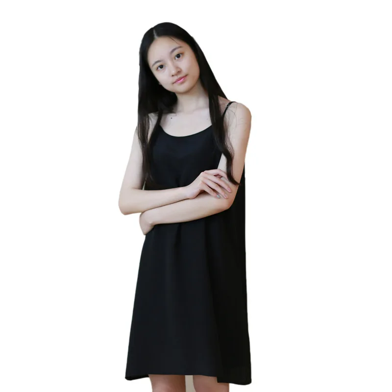 

2019 100% Nature Silk Camisole Braces Skirt Silk Petticoat Silk Bottoming Skirt Silk Long Nightgown Adjustable Shouldeer Strap