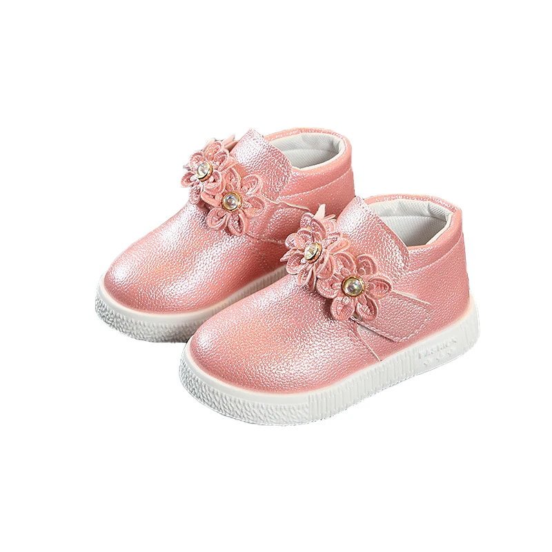 

2018 New Girl Autumn Shoes Flowers Soft Rubber Flat with Girls' Fashion Boots Pin Kids Ankle Boots Spring Autumn Children's Shoe